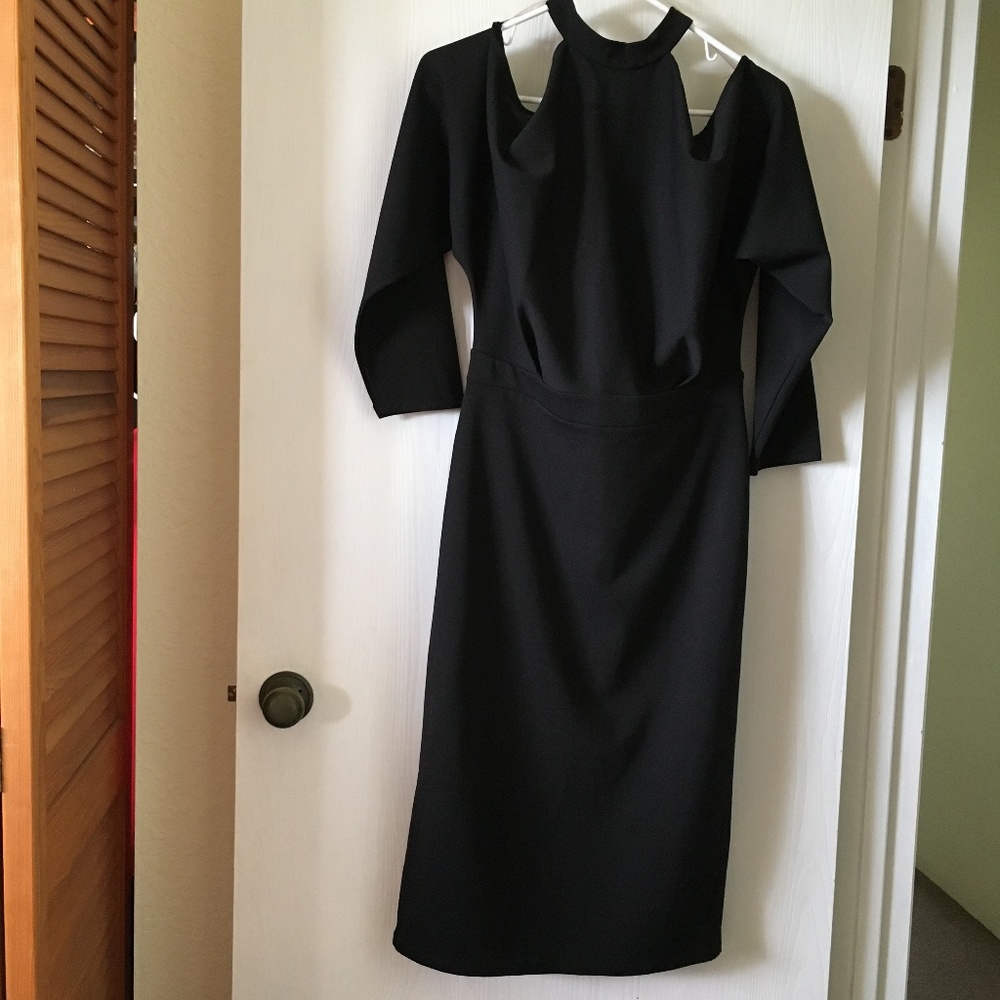 Fashion Nova black dress, open back, open shoulder, pencil skirt. Size XL.
